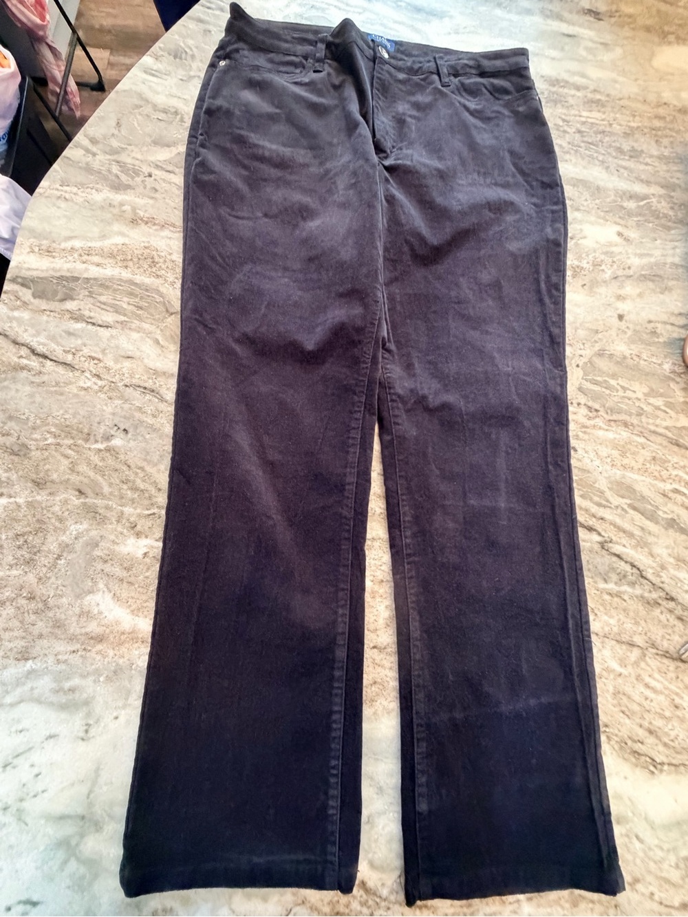 Chaps Black Stretch Corduroy Straight Leg Pants Size 16